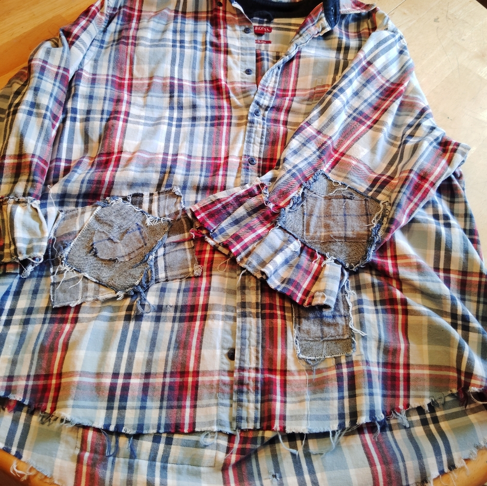 XXL Upcycled Plaid Shirt